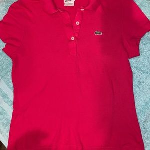 Red Lacoste women short sleeve shirt size 40